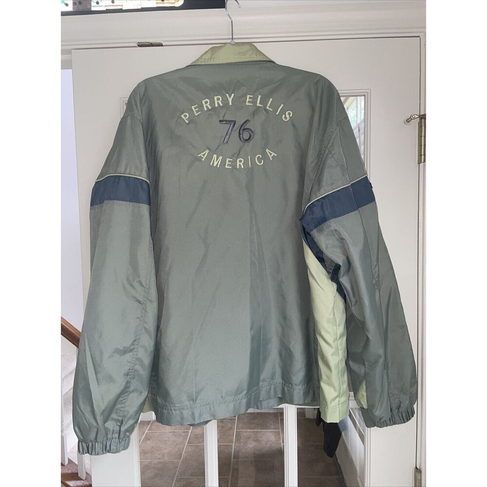 Vintage Perry Ellis Men's‎ America 76 Windbreaker Jacket Green XL